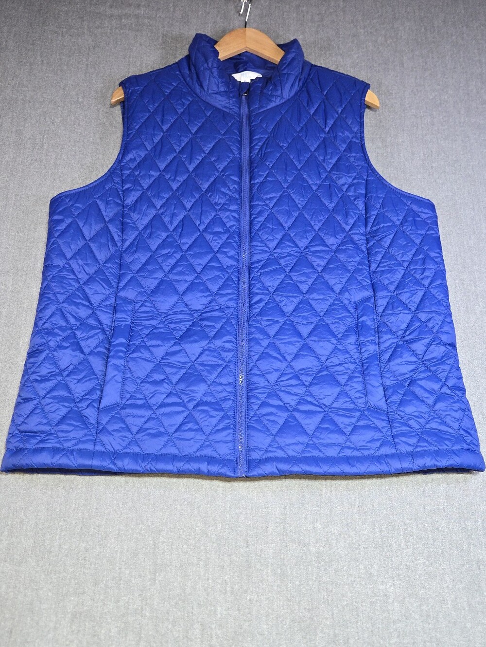 Time and Tru Womens XL Royal Blue Quilted Full Zip Puffer Lightweight Vest